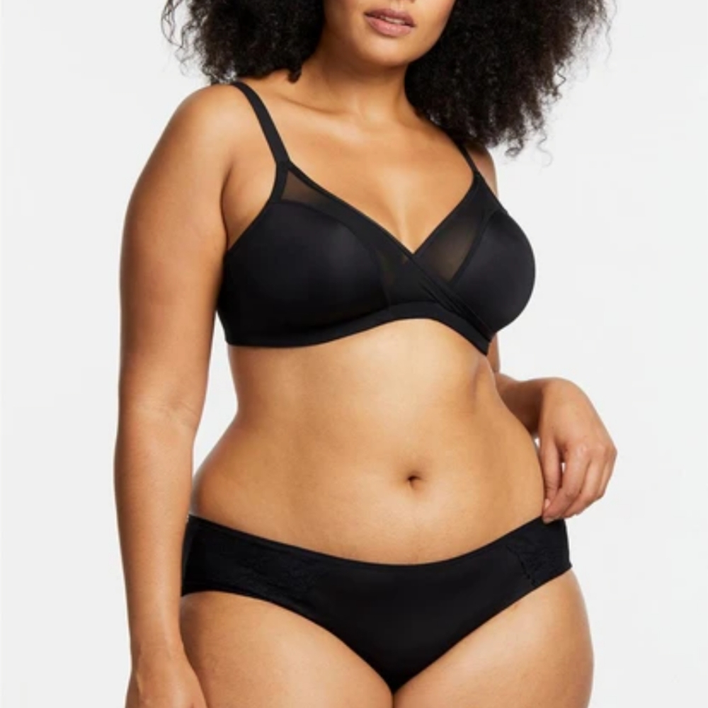 Black Sheer Lingere 36D Bra + Boyshort Undies
